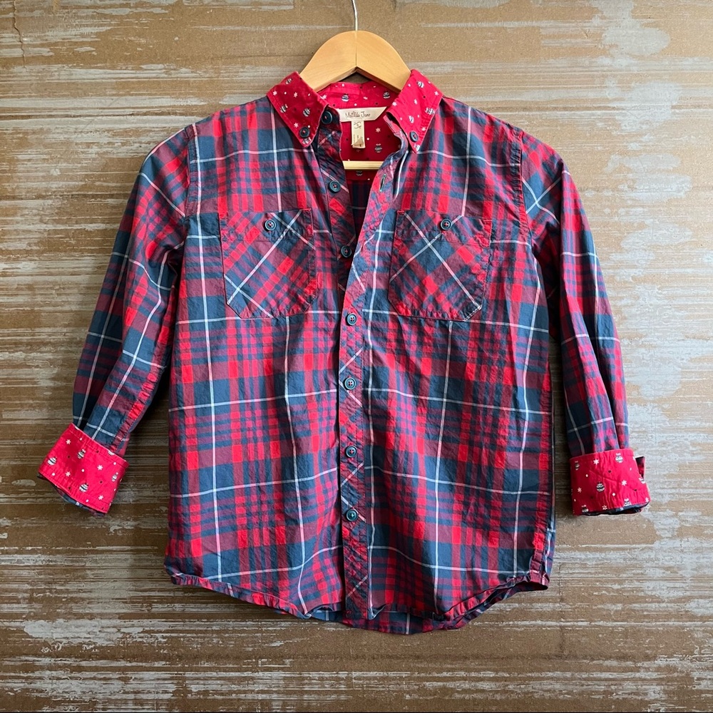 Matilda Jane Handsome Holiday Plaid Button Down Shirt Boys Christmas